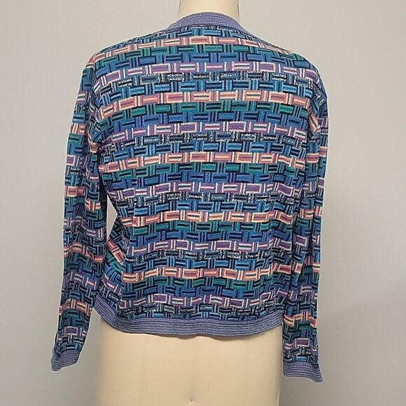 St. Croix Vintage, Coogi Inspired cardigan.  Cotton blend.  Made in the USA. M - Picture 3 of 6